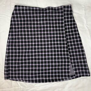 Divided Black and Purple Checkered Mini Skirt